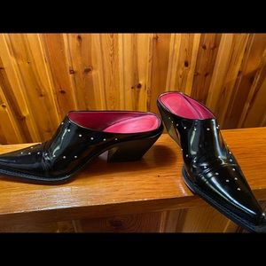 Leather studded mules